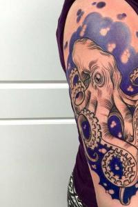 Deija Morgan - a girl with an octopus tattoo on the bottom Model with an octopus tattoo on the bottom